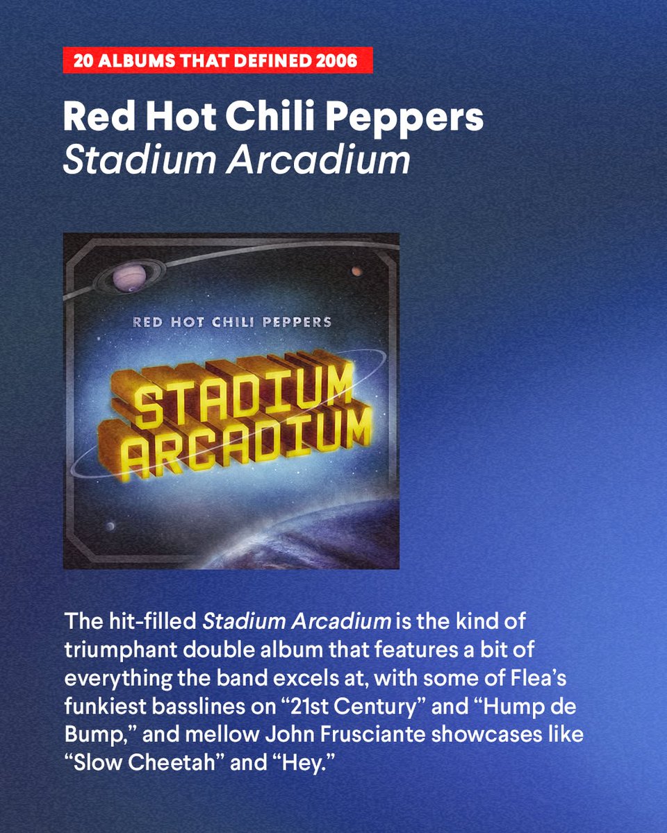 SPIN's tweet photo. What are your feelings on Stadium Arcadium? 🪐 https://t.co/A0ADD7QUgY