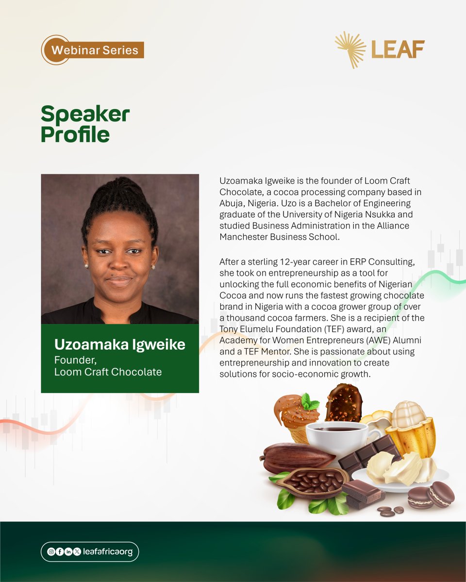 leafafricaorg's tweet photo. Africa produces most of the world's cocoa, yet captures only a fraction of its value. Join experts from investment, cocoa processing, agribusiness, and trade as they examine how the continent can move beyond exporting raw beans to building globally competitive value chains.