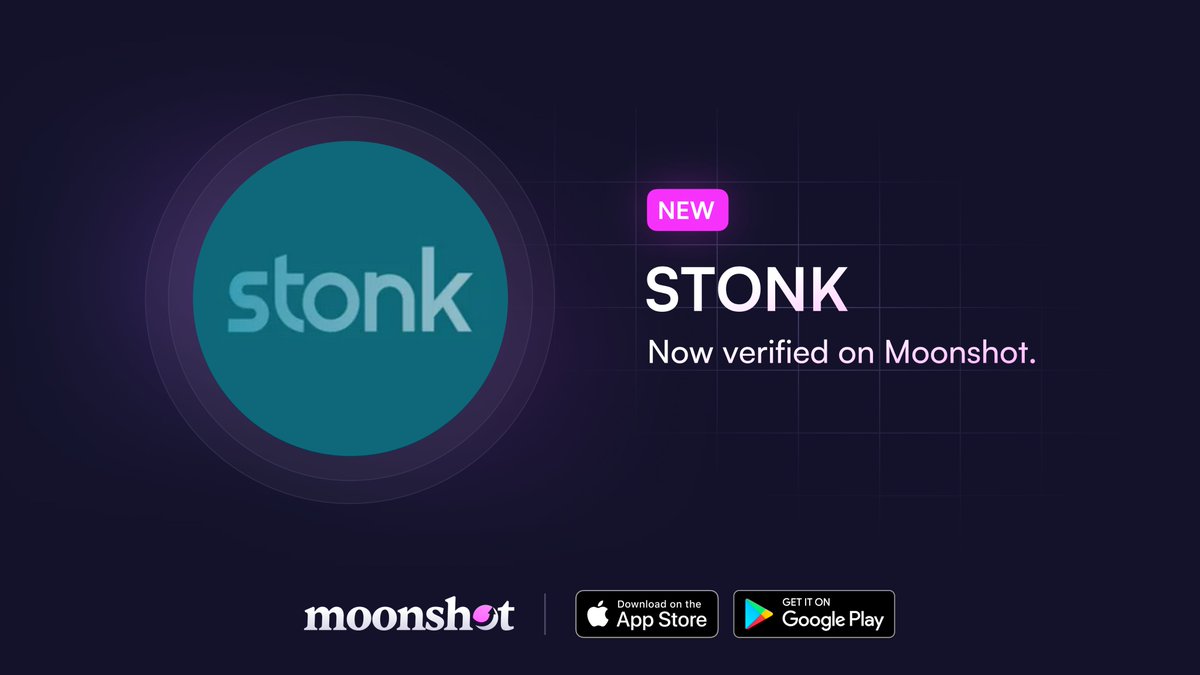 moonshot's tweet photo. STONK ($STONK) is now verified on Moonshot. https://t.co/17DwzK3vuV