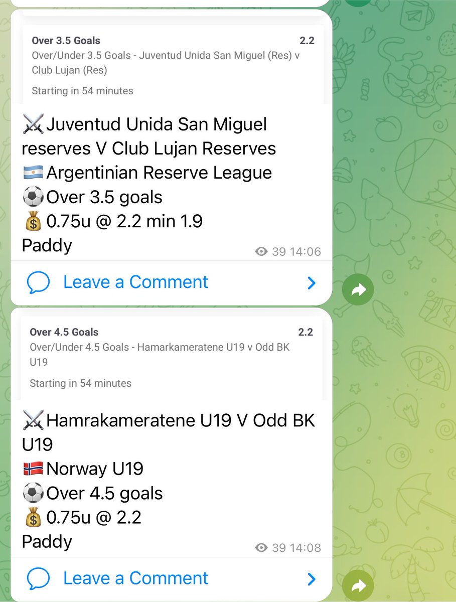 tdtips_'s tweet photo. Nice one in the free Telegram today ✅

🇳🇴 Over 4.5 goals @ 2.2 ✅
🇦🇷 Over 3.5 goals @ 2.2 ✅

Double landed @ 4.84 ✅✅

Good start to August so far.
Join the free Telegram via the bottom of the tweet or the link in bio 👇

https://t.co/4uA96TfD0J https://t.co/aqZ5PJQfue