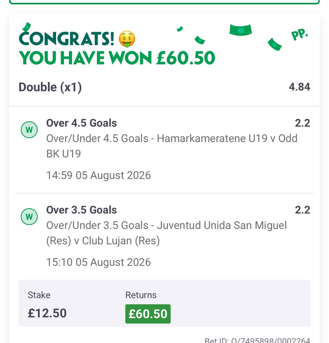 tdtips_'s tweet photo. Nice one in the free Telegram today ✅

🇳🇴 Over 4.5 goals @ 2.2 ✅
🇦🇷 Over 3.5 goals @ 2.2 ✅

Double landed @ 4.84 ✅✅

Good start to August so far.
Join the free Telegram via the bottom of the tweet or the link in bio 👇

https://t.co/4uA96TfD0J https://t.co/aqZ5PJQfue