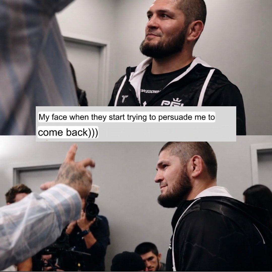 ChampRDS's tweet photo. Khabib reacted to the video of Jake Paul trying to convince him to fight for MVP-PFL

“My face when they start trying to persuade me to come back.” 😭 https://t.co/YeyNpyDIww
