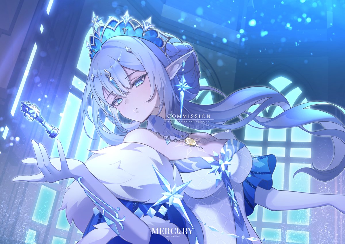 mercuryillust's tweet photo. "She seals her emotions beneath thick sheets of ice. The outside world sees but one side of who she is... that of the Tsaritsa."

Thank you @FrozenElegance for commissioning this piece of Anastasya from Genshin! https://t.co/lvgnl89TJb