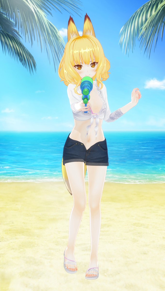 kokuri_fox's tweet photo. あっついねぇ…🦊💦
海いきたいねぇ…🦊🌊

#カスタムキャスト
#CC新衣装 https://t.co/tDe6m1Movy