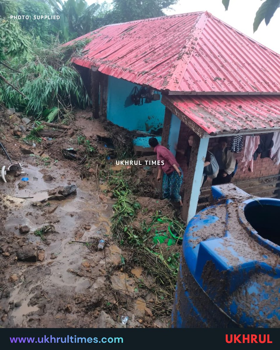 ukhrultimes's tweet photo. #UTBrief: In another rain-related incident, a house belonging to Mahai Kashung, a resident of Chingai village, was damaged in a landslide at Khampasom locality in #Ukhrul town, behind the Superintendent of Police's official quarters, following incessant rainfall on Wednesday evening.
The house, which had been built as a rental apartment, was partly affected. According to sources, three students residing in the rented house sustained injuries in the incident and were reportedly rescued. The extent of their injuries could not be immediately confirmed.