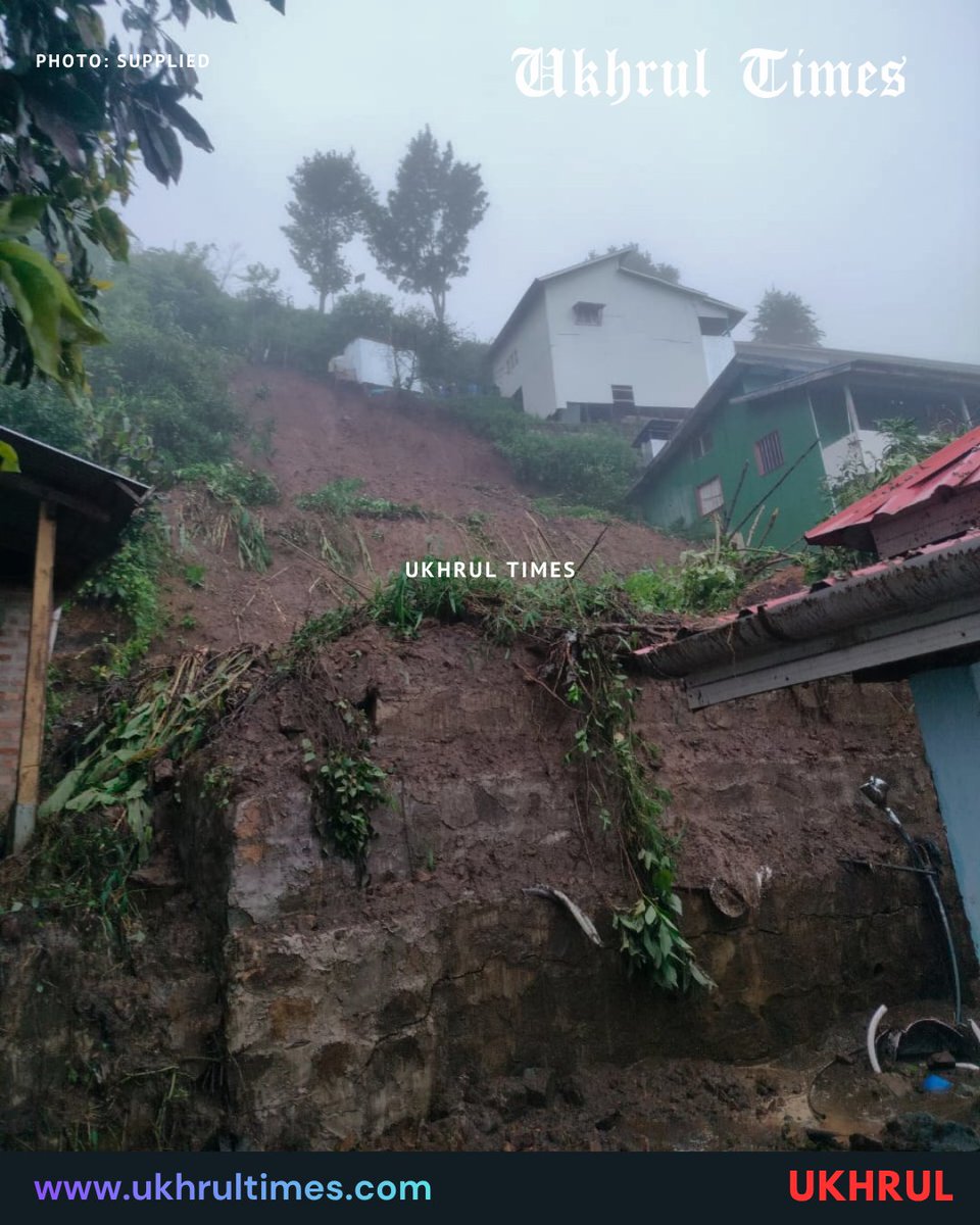 ukhrultimes's tweet photo. #UTBrief: In another rain-related incident, a house belonging to Mahai Kashung, a resident of Chingai village, was damaged in a landslide at Khampasom locality in #Ukhrul town, behind the Superintendent of Police's official quarters, following incessant rainfall on Wednesday evening.
The house, which had been built as a rental apartment, was partly affected. According to sources, three students residing in the rented house sustained injuries in the incident and were reportedly rescued. The extent of their injuries could not be immediately confirmed.