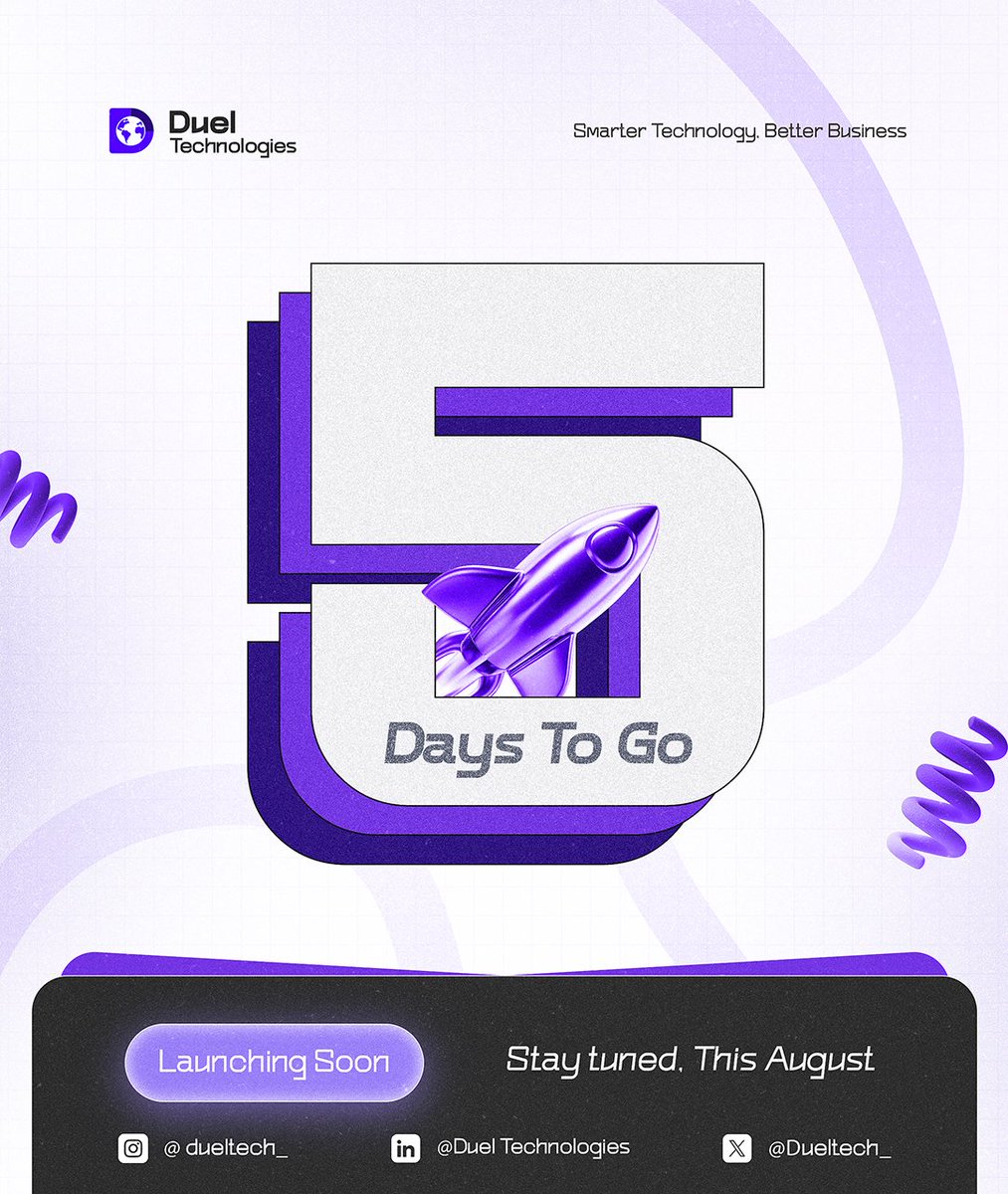 Dueltech_'s tweet photo. 🚀 5 days to go! The future of smarter businesses starts soon. Get ready to transform how you grow with technology. Join our WhatsApp Channel for exclusive updates
https://t.co/TYfCl6VfHh

 #DuelTechnologies #DigitalTransformation https://t.co/MP6NDXvWmx