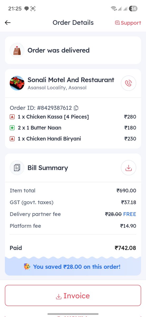 Enritesh's tweet photo. @zomatocare Here is the order detail which was left on the street not on the mentioned adrress https://t.co/MApOwijRWh