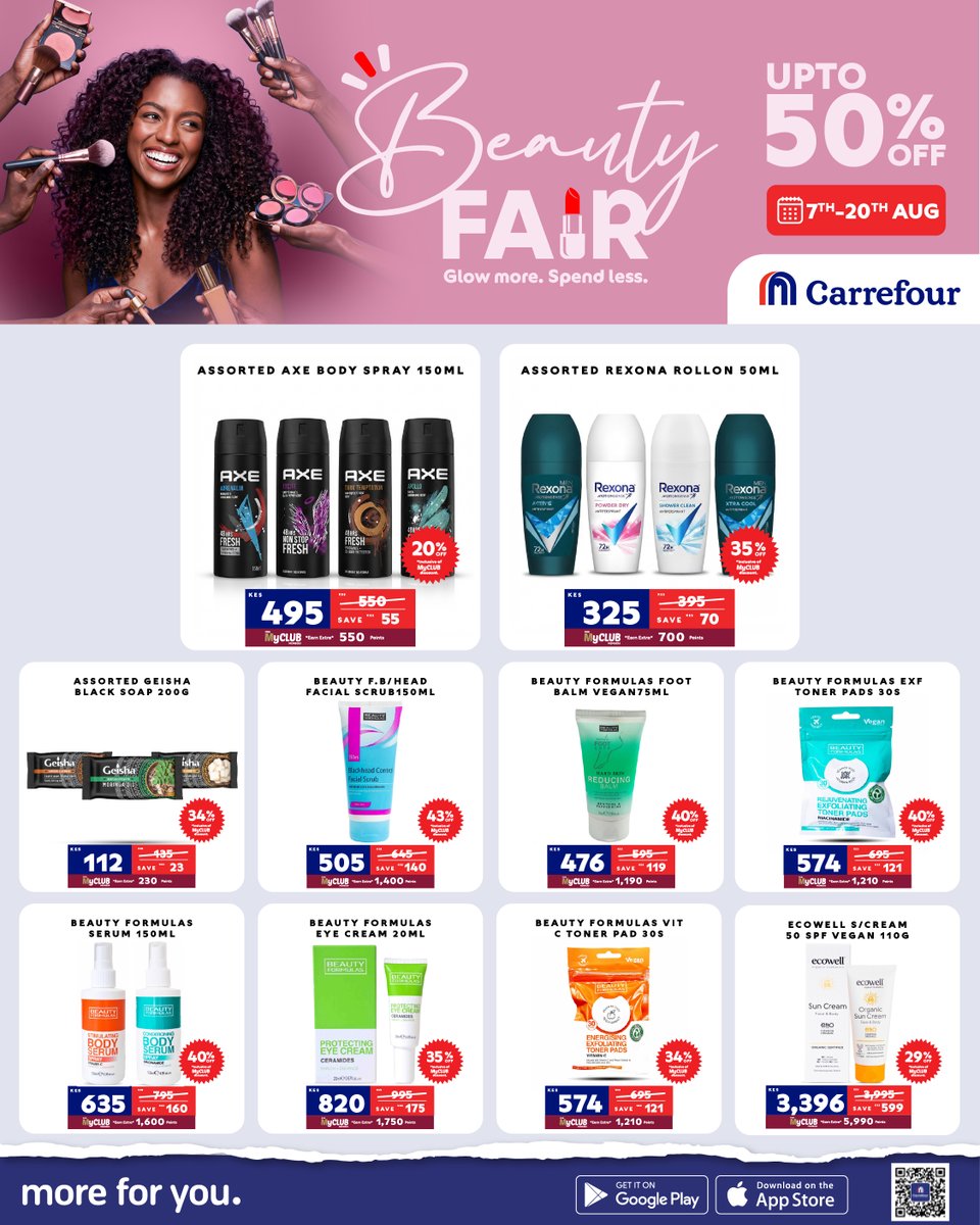 CarrefourKe's tweet photo. Refresh your beauty routine with all your favourite brands at unbeatable deals, only at #CarrefourKenya. https://t.co/LDq9xXM3Nm