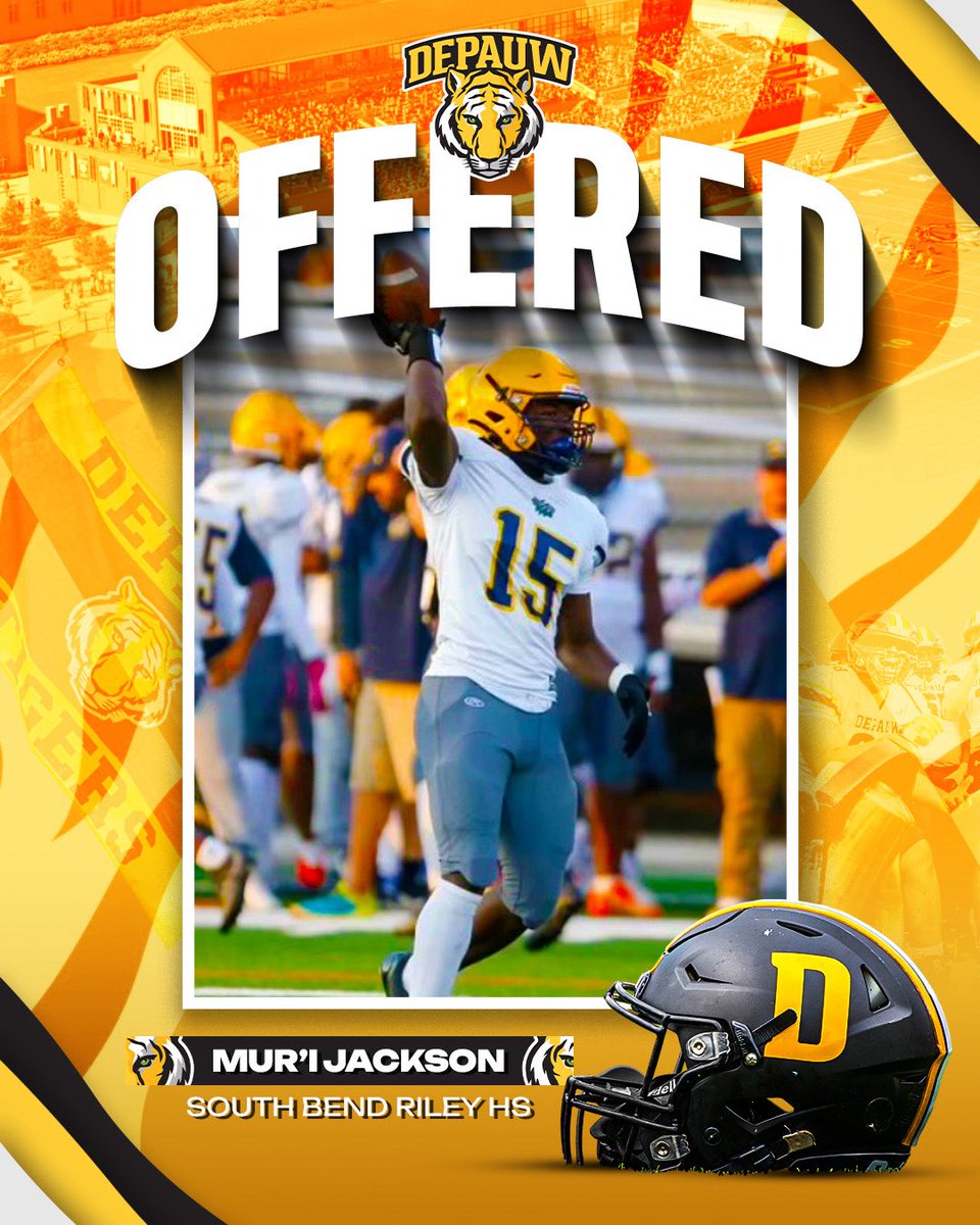 Muri_2027's tweet photo. Huge thanks to @DePauwTigersFB for blessing me with my first official offer. I want to thank @CoachDarden_ as well as @Coach_McElwain for their consistency throughout the recruitment!!#Agtg @CoachDLeeFB @RileyWildcatFB @SBRileySports @coachjonesa https://t.co/lSWVQaf5nB
