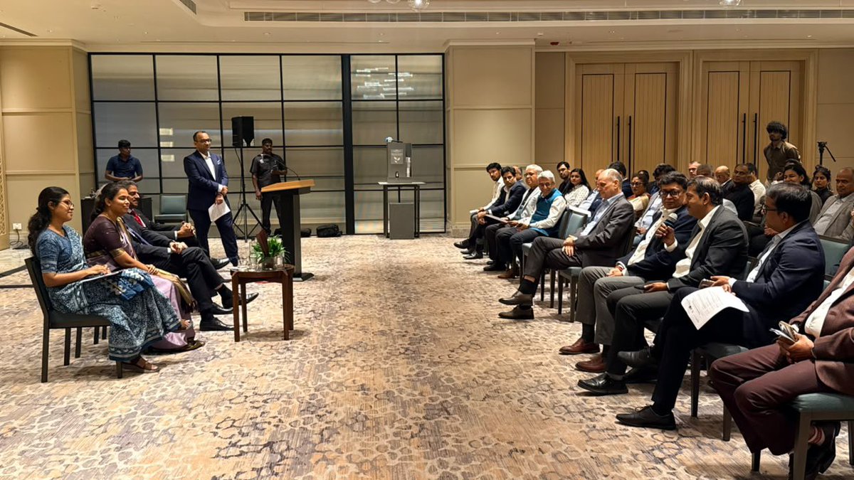 Keerthana4VNR's tweet photo. It was a pleasure to address representatives of the German-Indian business community at the meeting organised by the Consulate General of Germany in Chennai, the Indo-German Chamber of Commerce (IGCC) and the German India Round Table (GIRT).

I reaffirmed Tamil Nadu's commitment to strengthening our long-standing partnership with German industry and highlighted our focus on advanced manufacturing, skilling, innovation and sustainable industrial growth.

Under the visionary leadership of Hon'ble Chief Minister Thiru C. Joseph Vijay, Tamil Nadu will continue to provide a stable, competitive and future-ready ecosystem for global investors while deepening collaboration across manufacturing, engineering, renewable energy and emerging technologies.

I look forward to strengthening Indo-German economic cooperation and welcoming greater investment into Tamil Nadu.

சென்னையில் ஜெர்மனி கூட்டாட்சிக் குடியரசின் துணைத் தூதரகம், இந்திய–ஜெர்மன் வர்த்தக சபை (IGCC) மற்றும் German India Round Table (GIRT) இணைந்து ஏற்பாடு செய்த நிகழ்வில் ஜெர்மன்-இந்திய தொழில்துறை பிரதிநிதிகளுடன் கலந்துரையாடியதில் மகிழ்ச்சி.

தமிழ்நாடு-ஜெர்மனி தொழில் கூட்டாண்மையை மேலும் வலுப்படுத்துவதற்கான அரசின் உறுதியையும், மேம்பட்ட உற்பத்தி, திறன் மேம்பாடு, மற்றும் பசுமை தொழில் வளர்ச்சியில் தமிழ்நாடு மேற்கொண்டு வரும் முயற்சிகளையும் பகிர்ந்து கொண்டேன்.

மாண்புமிகு தமிழ்நாடு முதலமைச்சர் அண்ணன் திரு. சி. ஜோசப் விஜய் அவர்களின் தொலைநோக்கு தலைமையில், உலக முதலீட்டாளர்களுக்கு நிலையான, போட்டித்திறன் மிக்க, எதிர்காலத்திற்குத் தயாரான தொழில் சூழலை வழங்கி, ஜெர்மன் நிறுவனங்களுடனான ஒத்துழைப்பை மேலும் விரிவுபடுத்த தமிழ்நாடு தொடர்ந்து செயல்படும்.

இந்தோ-ஜெர்மன் பொருளாதார ஒத்துழைப்பையும் தமிழ்நாட்டிற்கான முதலீட்டு வாய்ப்புகளையும் மேலும் வலுப்படுத்த ஆவலுடன் உள்ளேன்.

#CMJosephVijay #TamilNadu