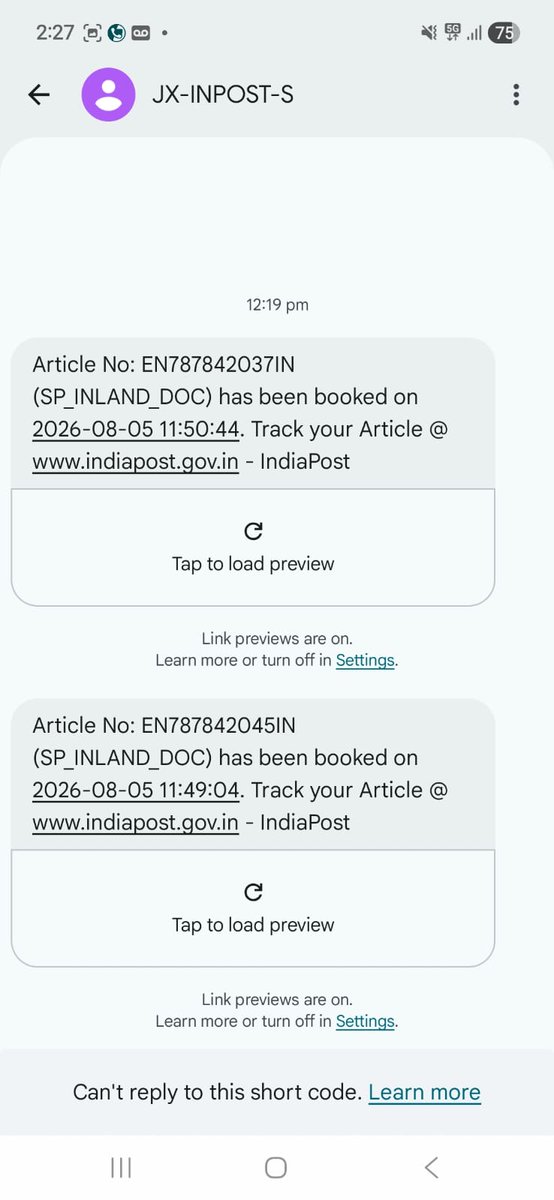 Maheshpjm's tweet photo. @IndiaPostOffice An unknown person has booked 5 Speed Posts (SPL Inland) using my father's name &amp; mobile number as the sender –booked from Batchupet, Machilipatnam PO, when tracked found that they're addressed to AP Secretariat/Mangalagiri HO/Rajahmundry HO/Chief Secretary Office https://t.co/toEh45x7Zq