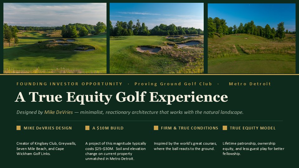 DevriesGolfDet's tweet photo. We are pleased to announce phase ll investing has begun. Please reach out to us to be a part of something special! https://t.co/SX75CuLXA1