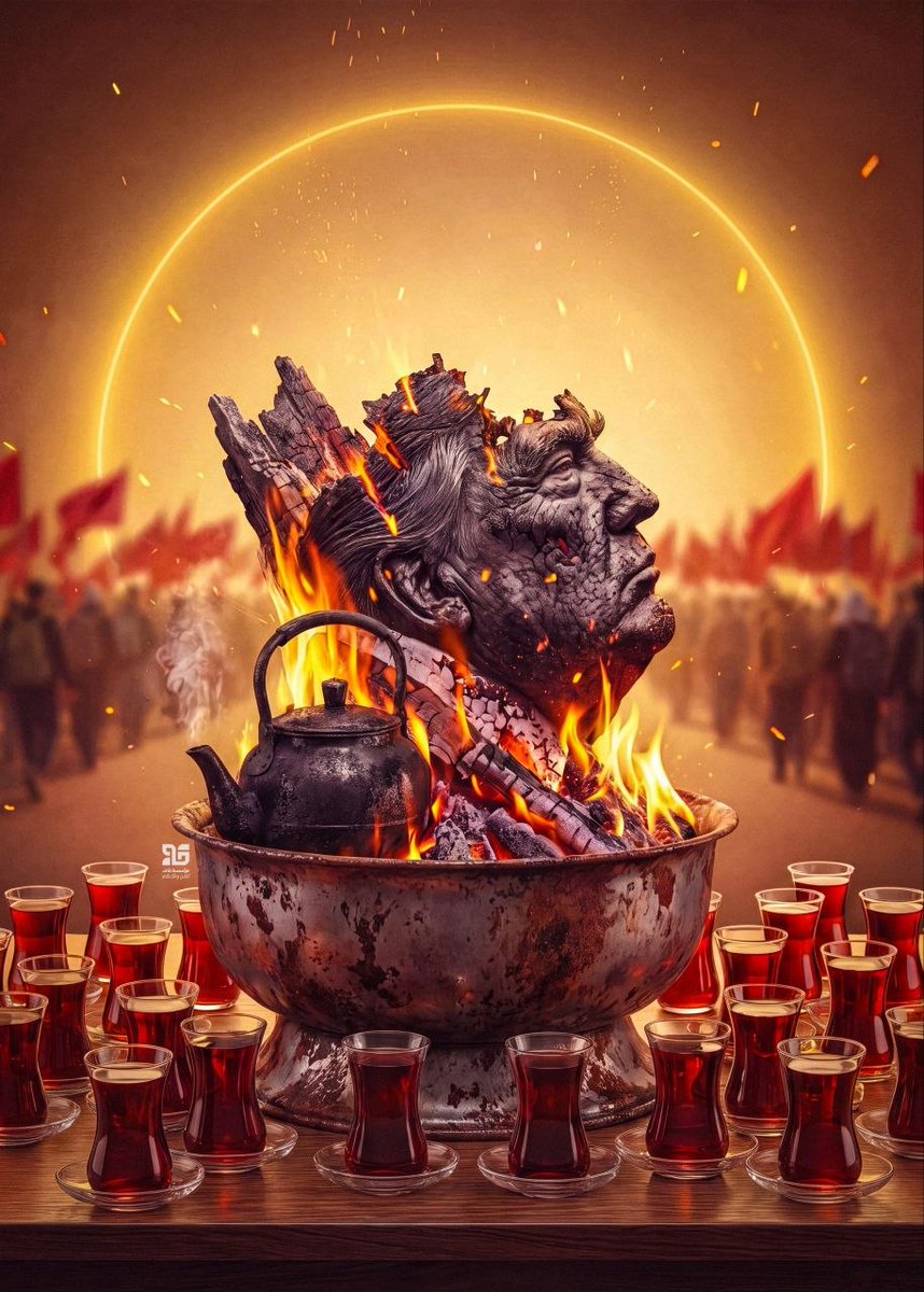 IRANinSalone's tweet photo. Burning in a pot of his own making—one that only fuels the resistance.

Caught between a war he can't win and a defeat he can't admit. https://t.co/B72YrjBt1G