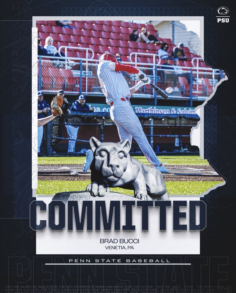 brad_bucci's tweet photo. I am extremely humbled and blessed to continue my academic and athletic career at @PennStateBASE ! I would like to thank my parents and all my coaches for getting me here. I also want to thank Coach Gambino, Coach Puccio, and Coach Palomaki for believing in me early. We Are! 🦁 https://t.co/MwMKLyuCkK