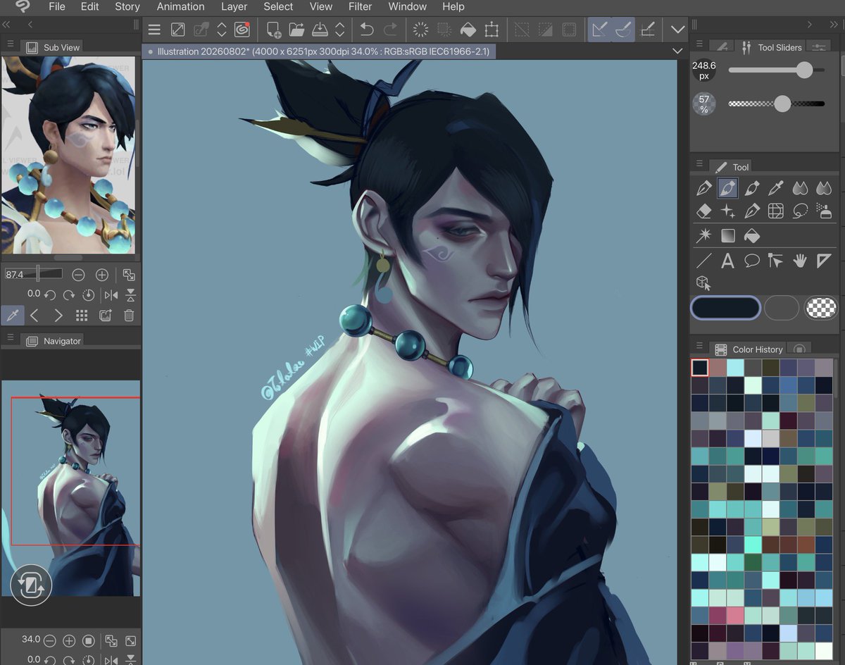Totatso's tweet photo. I didn’t like yesterday’s drawing so I re-drew it again 😂 #aphelios #wip https://t.co/fSpgvLZyTl