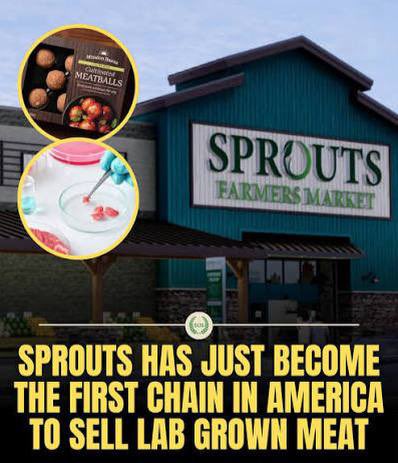 MJTruthUltra's tweet photo. Ewww… this is gross

Sprouts just became the first grocery chain in America to sell LAB GROWN MEAT 🍖 

Boycott @sproutsfm 
Make sure you give them a 🖕 https://t.co/3TL3KKb6e4