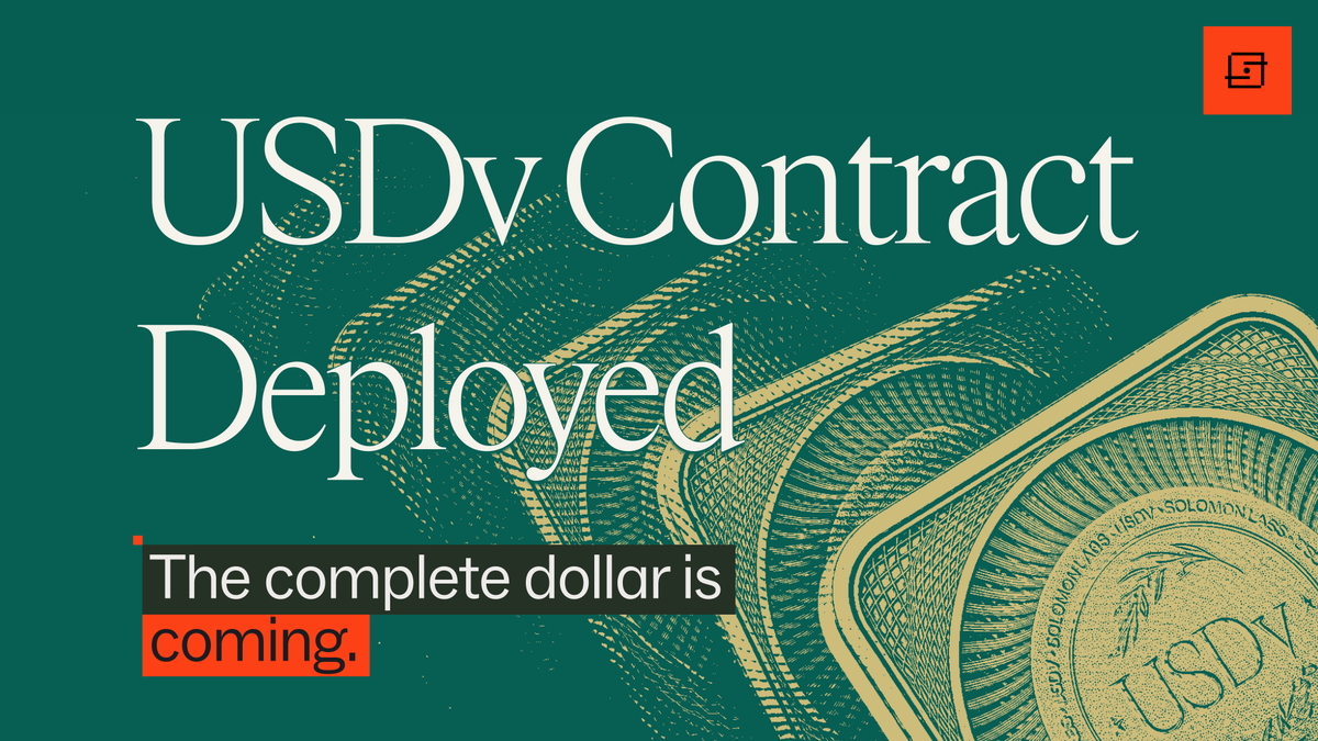solomon_labs's tweet photo. Built, tested, rebuilt, and now deployed.

The $USDv program is live on @solana mainnet.

The foundation for a dollar that remains liquid, usable, and productive wherever it moves is now in place.

USDv is coming. https://t.co/yd7xZ1scgd