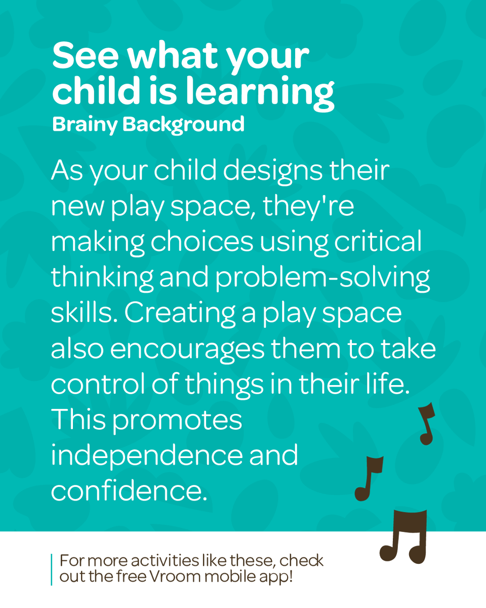 joinvroom's tweet photo. Rainy day? Hot day? No problem. 🏠 

This Vroom Tip turns any corner of your home into a brain-building space, designed by your kiddo! https://t.co/YbkwHOJk7R