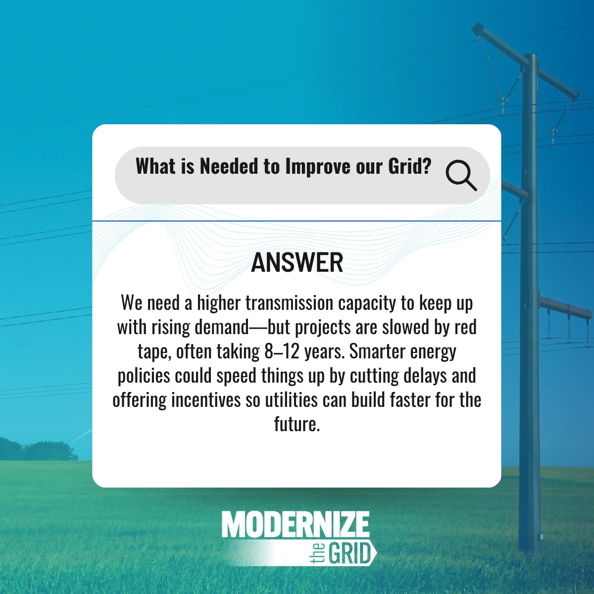 ModernizeGrid's tweet photo. Understanding the power grid isn’t always easy—but it matters. To break it down, we’ve put together a quick Q&amp;A covering what’s driving demand, what’s putting pressure on the grid, and what needs to happen next to strengthen it for the future.
🔗https://t.co/ydYbNcQKjH https://t.co/pHiu2Rz1MI