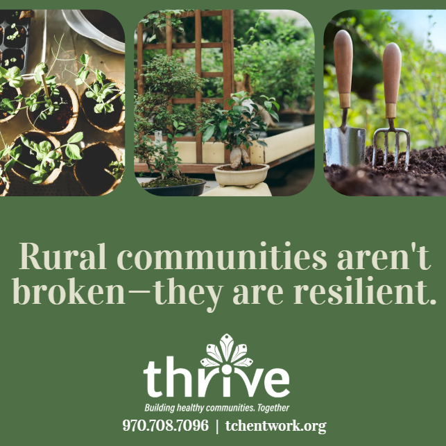 ThriveTelluride's tweet photo. The Office of Health Equity highlights a crucial truth: rural Coloradans possess deep local knowledge, strong problem-solving abilities, and decades of mutual aid. We don’t need top-down mandates; we need state resources that back our local resilience. https://t.co/y6eIhJP0hH