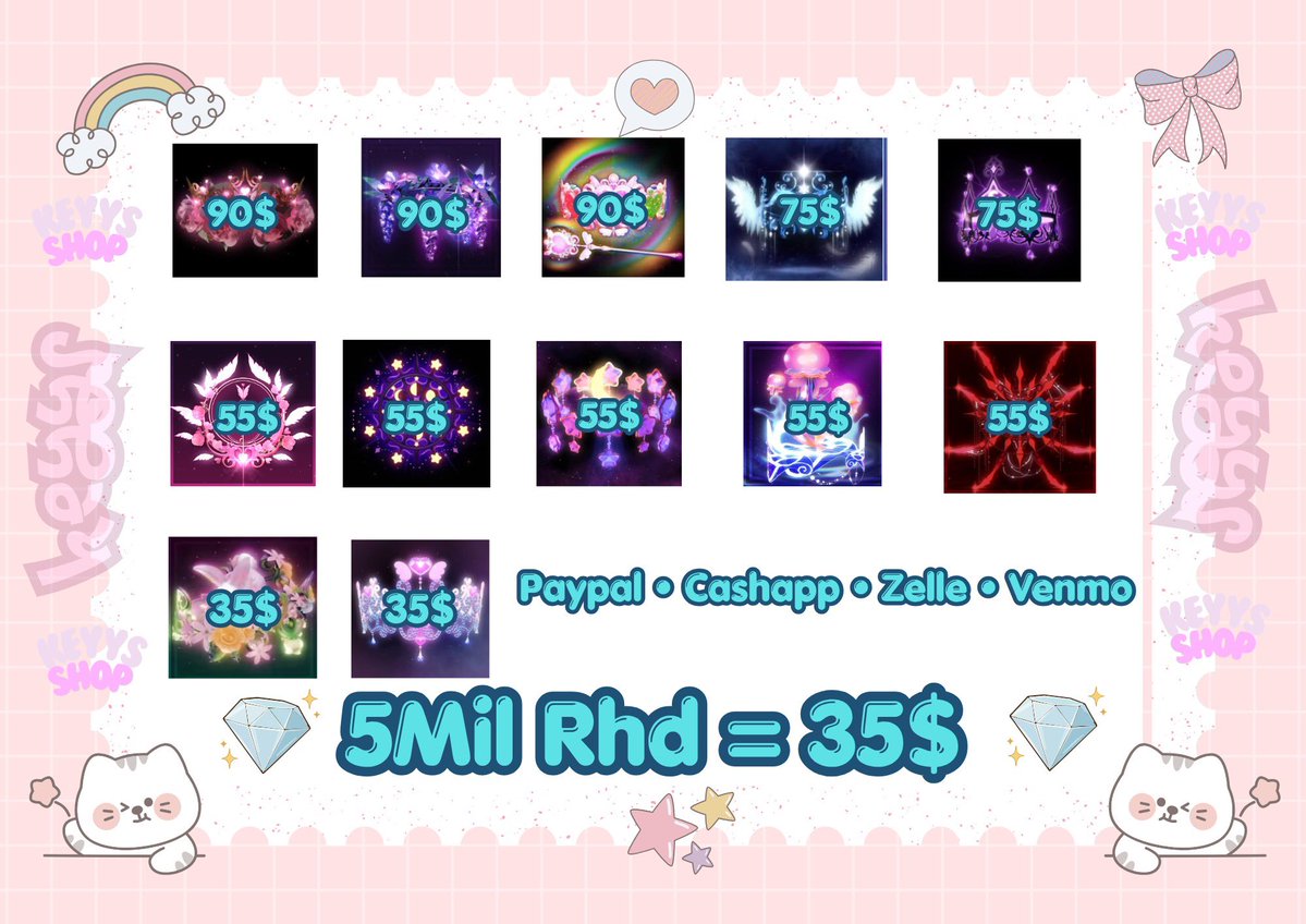 keyysopie's tweet photo. selling royale high halos 💕

paypal • cashapp • zelle • robux 🌸

dm or follow if interested since comments are off 💌

#RoyaleHigh #RHTrading #RHTC 
#RoyalehighValks https://t.co/OroaMVgmoa