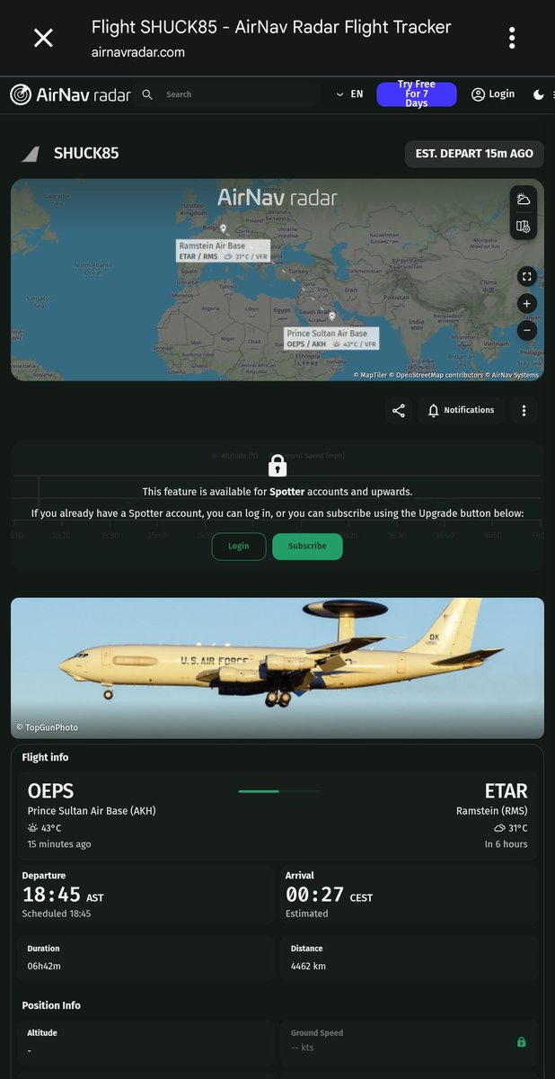 blackswanadria's tweet photo. @sipjack1776 @Borrowed7Time @steffanwatkins @MRAIDANya #SHUCK85 75-0556 hex AE11D6 is ready to depart Prince Sultan afb on it's way back to CONUS after spending 24 weeks in CENTCOM https://t.co/qtExSLZVps