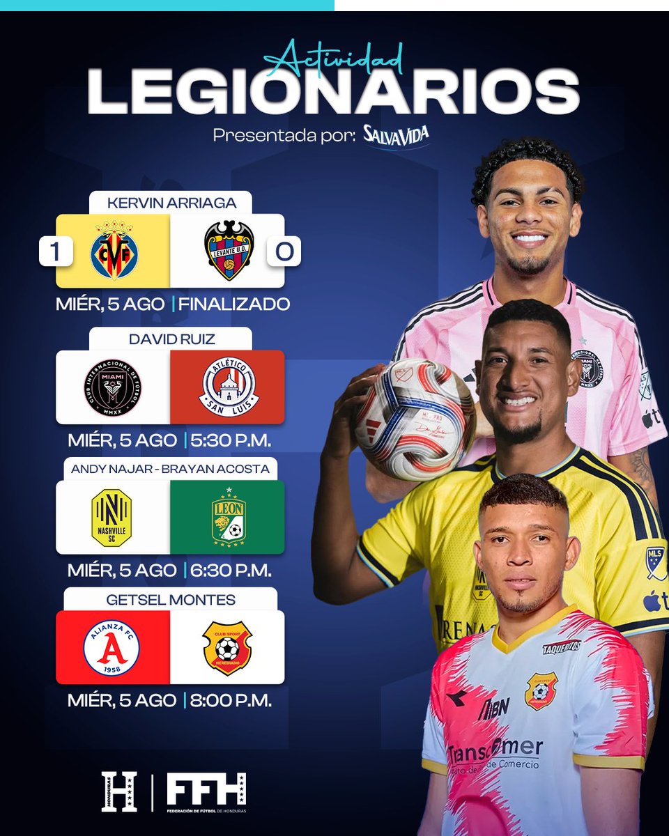 FFH_Honduras's tweet photo. ▶️ ACTIVIDAD DE LEGIONARIOS 🇭🇳🌍
Nuestros Catrachos continúan dejando huella con sus clubes alrededor del mundo. ⚽💪
Conoce el desempeño de los legionarios de #LaH🇭🇳 en esta jornada.
Presentado por: @SalvaVida_HN
#LaH #FFH #Legionarios #LaHSomosTodos https://t.co/gyApHF7yLm