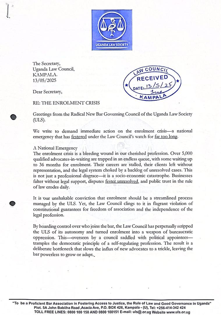 ug_lawsociety's tweet photo. .@ODPPUGANDA: RELEASE THIS YOUNG LAWYER. HE IS NOT A CRIMINAL. HE IS A VICTIM OF THE ENROLMENT CRISIS AT THE LAW COUNCIL!

“While the @JudiciaryUG strides boldly into the future with systems like #ECCMIS, the Law Council clings to the past, drowning in a sea of paper and manual inefficiency. No online portal exists, no digital tracking is offered-only delays and opacity. This analogue stubbornness is a deliberate choice, not a limitation, and it condemns aspiring advocates to unnecessary hardship while amplifying the enrolment crisis. The public deserves better.”— our #RadicalNewBar position on this matter in case a reminder where needed.

#ResisitLawlessness #ULSAt70 
#BangTheTable #BackOnTrack #RNBVision2060