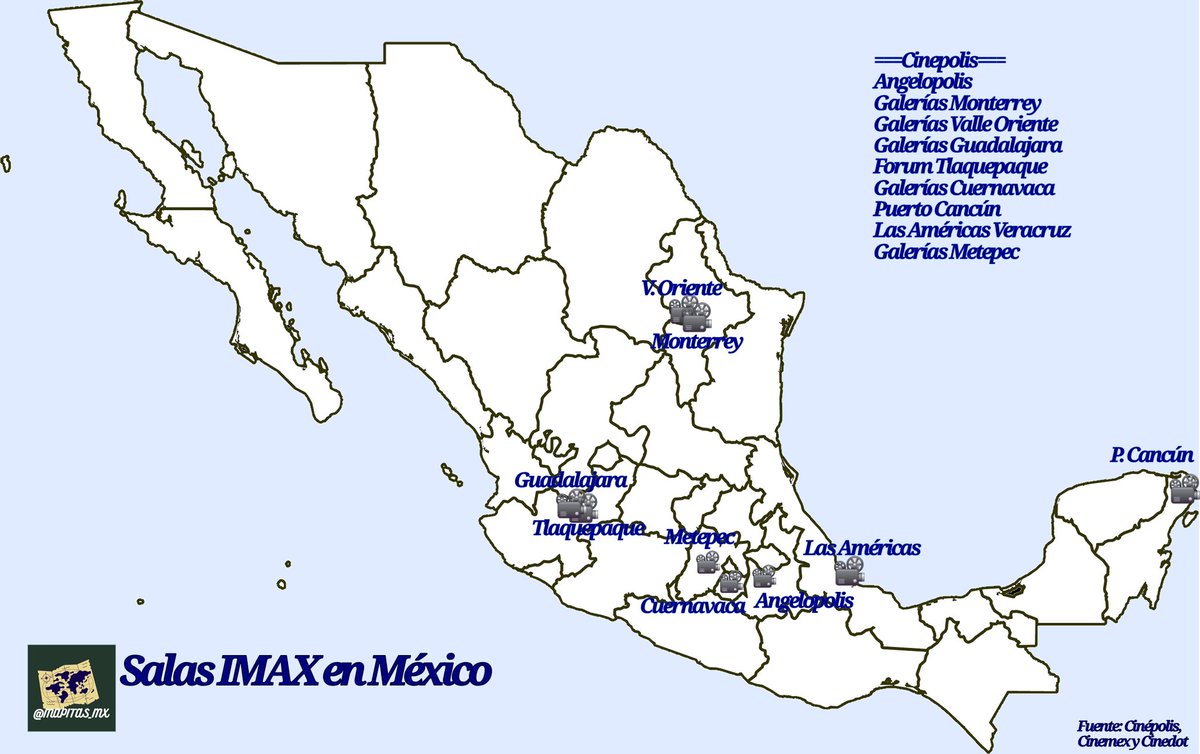 mapitas_mx's tweet photo. En #México se proyectan las películas #IMAX solamente formato digital con 0relación de aspecto 1.90 : 1, esto significa que el espectador ve alrededor del 75% de la imagen que se proyecta en IMAX 70 mm, el cuál tiene una promoción 1.43 : 1  (mas "cuadrado"). https://t.co/zxaK0yoy0e
