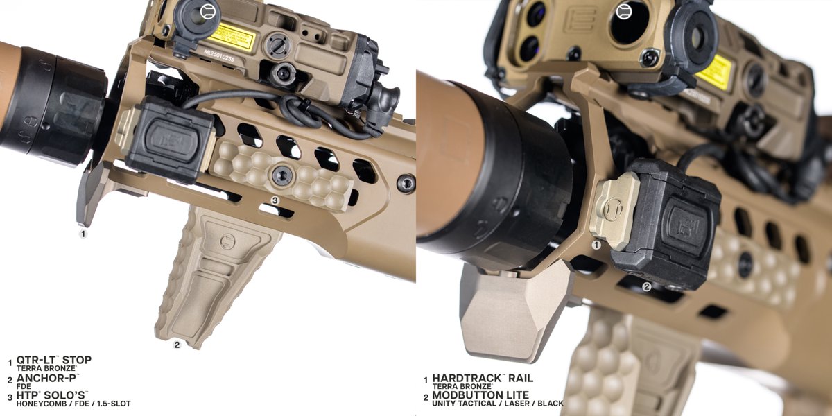 RailScales's tweet photo. Rattler LT / 5.5” & 6.75”

5.5” Setup:
• QTR-LT Stop | Carbon Black
• Anchor-P | Black
• HTP Solo’s | MiniDot | Black | 1.5-Slot
• LAO Sling Mount | Carbon Black
• MCX CSMR | Carbon Black

6.75” Setup:
• QTR-LT Stop | Terra Bronze
• Anchor-P | FDE
• HTP Solo’s | Honeycomb | FDE | 1.5-Slot
• HardTrack Rail | Terra Bronze
• MCX CSMR | Terra Bronze

#RailScales #QTR #Anchor #HTP #CSMR #SigSauer #MCX #Rattler #RattlerLT #Romeo9T #WilcoxIndustries #BOSSXe #EOTech #OGL #UnityTactical #ModButton #Magpul #PoiTac #MLOK #Profoto