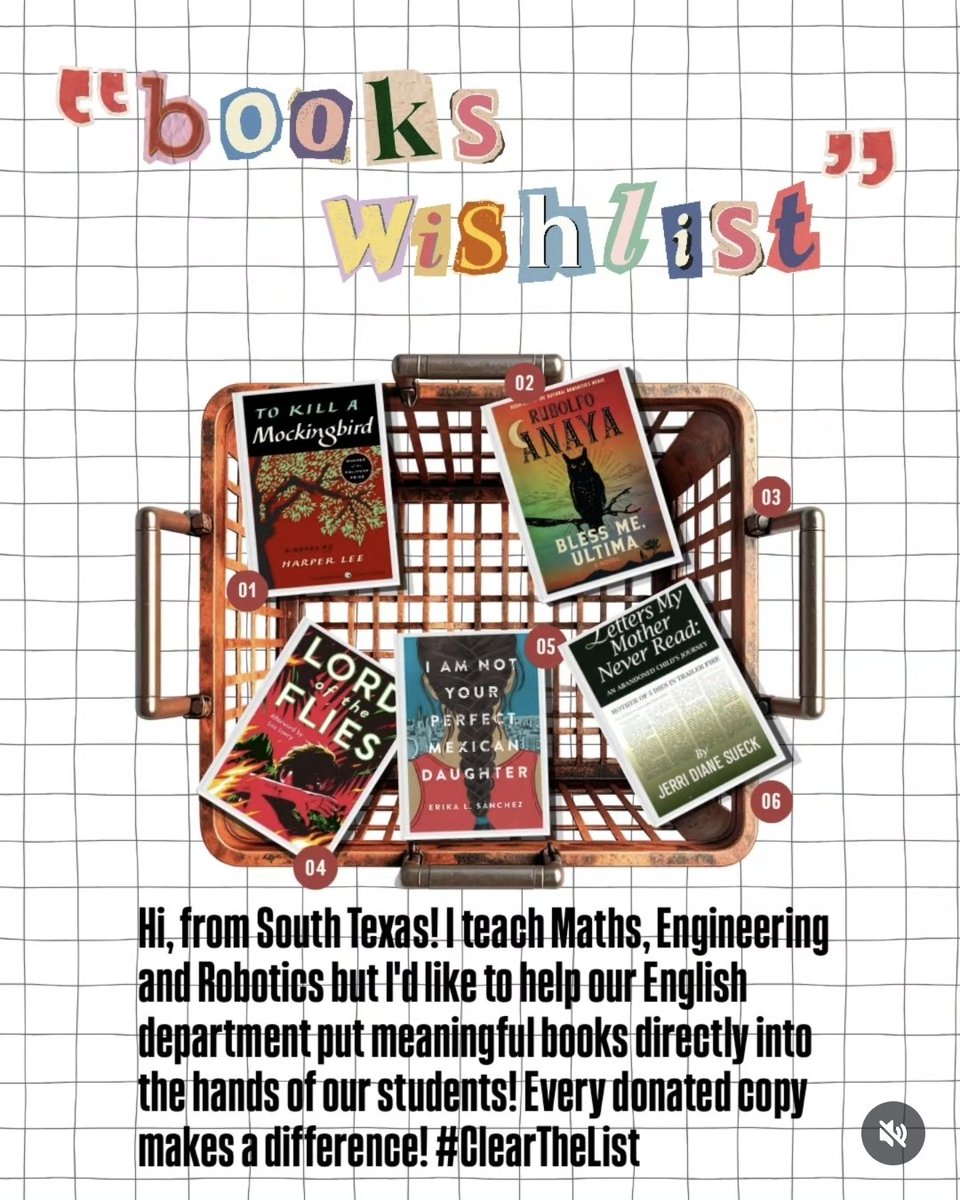 i_Teach_Pi's tweet photo. @thealexiskraft Hi, from South TX! I teach Maths, Engineering &amp; Robotics. I'd like to help our English department put meaningful books directly into the hands of our students! Every donated copy makes a difference! https://t.co/j0Wu7RG9ZG… #ClearTheList 
https://t.co/adkb7ySZgu https://t.co/925DQ2CQXU