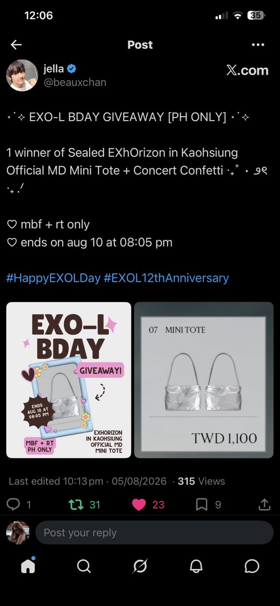yoirenyam's tweet photo. @beauxchan Happiest Birthday to us, Eris! (from my other acc @usuigyapsul) but i did rt and mbf u here also!)

#HappyEXOLDay
#12YearsofEXOLove
#EXOL12thAnniversary https://t.co/Ip6R6DweG0
