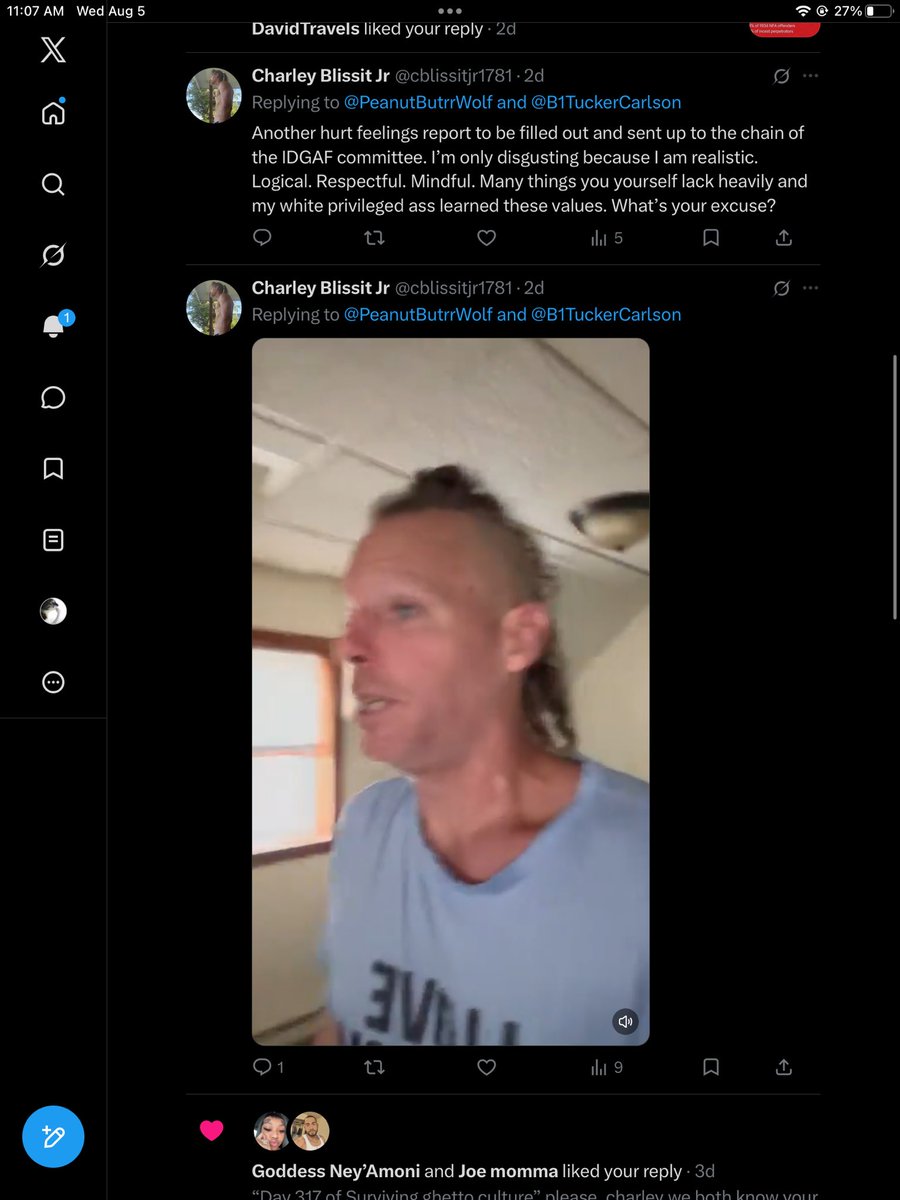 PeanutButrrWolf's tweet photo. @KIWIWAFFEN @wildklip We all know whose really inbred 😂 from my experience all of u racists r ugly and not worth any kind of attention or energy bc it’s like why tf am I even arguing w u 😭 https://t.co/LnPkW75IgT