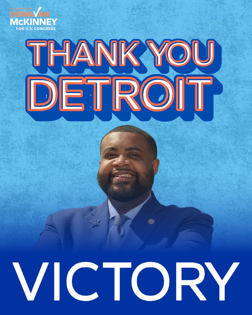 DonavanMI13's tweet photo. Detroit, I am honored beyond measure to be your Dem nominee to represent our Mighty 13th in Congress. Taking back our seat &amp; taking back our power has always been at the core of our movement, and I’m so excited for all our community will accomplish together. 

Thank you, MI-13! https://t.co/1ddXxIIR4y