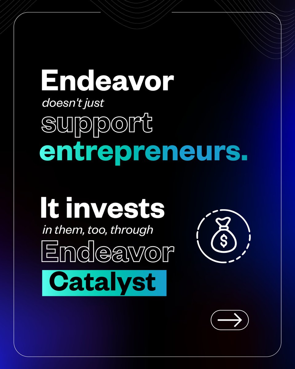 EndeavorMIA's tweet photo. Endeavor doesn't just support entrepreneurs. It invests in them.

Founded in 2012, Endeavor Catalyst is Endeavor's global investment fund, with $850M+ in assets under management across five funds. Learn more below!

#EndeavorCatalyst https://t.co/1tVRjJsfyD