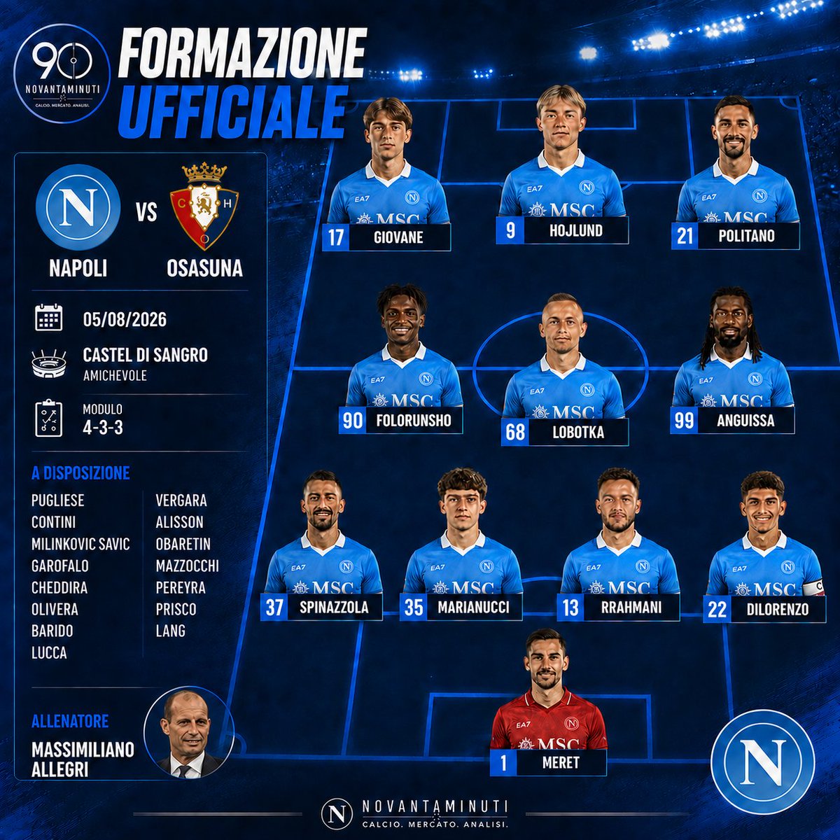 NovantaMinuti_'s tweet photo. FORMAZIONI UFFICIALI-#NAPOSA ⚽️ https://t.co/3SHcRbHoG2