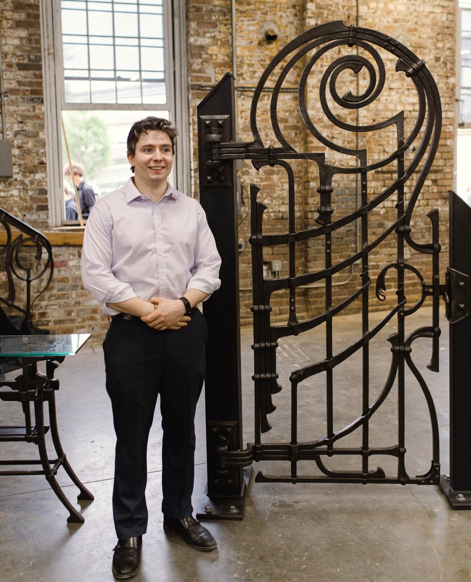 ACBACharleston's tweet photo. Blacksmith graduate Paul Reilly created this masterful 7 foot tall door with a Roman arch inspired by Bottaro for his capstone project. Truly a capstone for the ACBA record books, Paul's composition and articulation of shape and curve are displays of his dynamic drafting skills and technical expertise. Paul, we can't wait to see the work you produce in the coming years!
