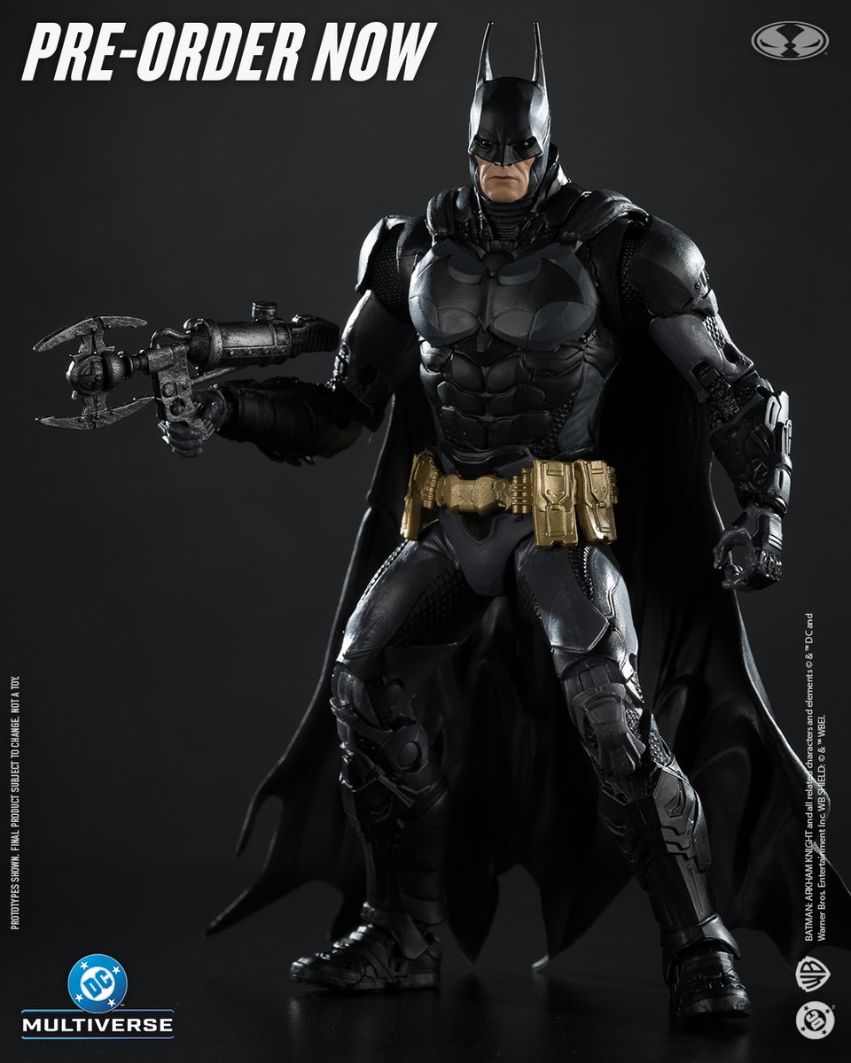 mcfarlanetoys's tweet photo. Batman™ (Arkham Knight™) is available for pre-order NOW at select retailers! ➡️ https://t.co/wAlR0EkjSo   

7" scale action figure includes weapon accessories, batarangs, art card and base   

#McFarlaneToys #DCMultiverse #Batman #ArkhamKnight https://t.co/UvF9KUWq42