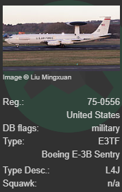 jackaviation69's tweet photo. #USAF E3 Sentry should be returning from the Middle East back to America... SHUCK85, due into Ramstein in 6 hours roughly. 75-0556

#OEPS #ETAR #E3SENTRY #USAF #MIDDLEEAST #IRAN https://t.co/5UTw96G50m