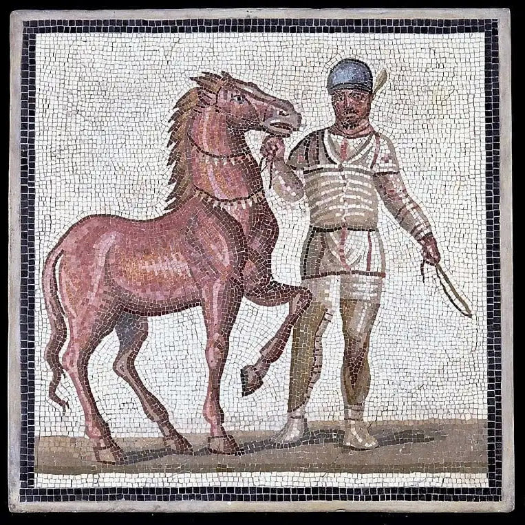 SCP_Hughes's tweet photo. Notice something strange about the Roman horse: its back is on a level with the man's stomach. A modern horse's back is somewhere closer to shoulder-height (and modern people are taller too!). https://t.co/jisnJRr3jy