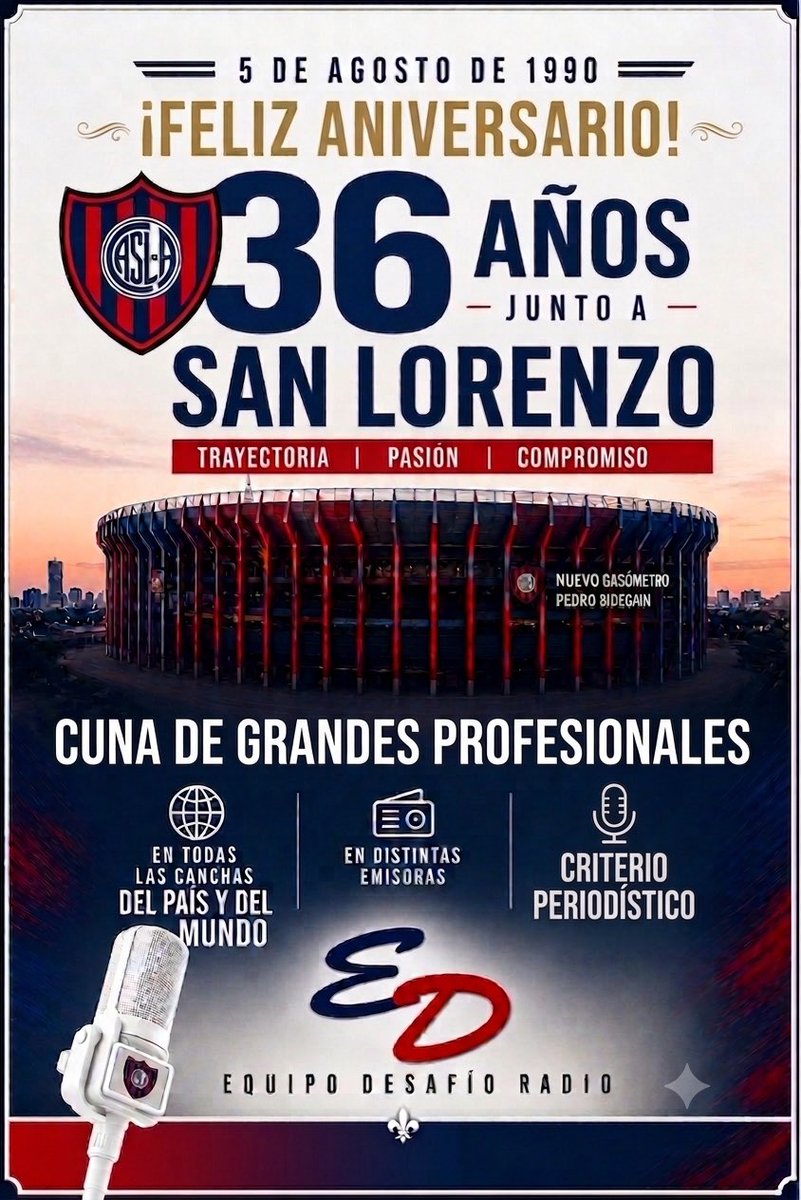 julioaxelED's tweet photo. Hace 36 años esta historia comenzó y está viva gracias al amor por los colores , el respeto a la profesión y el apoyo de Uds. Vamos @SanLorenzo https://t.co/ECUlxZeVbC