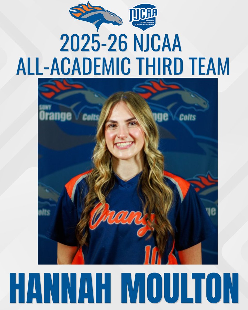 SUNYOrangeColts's tweet photo. Congratulations to all of our student-athletes who earned recognition on the 2025-26 NJCAA All-Academic Teams! https://t.co/pXM4q6bJJy