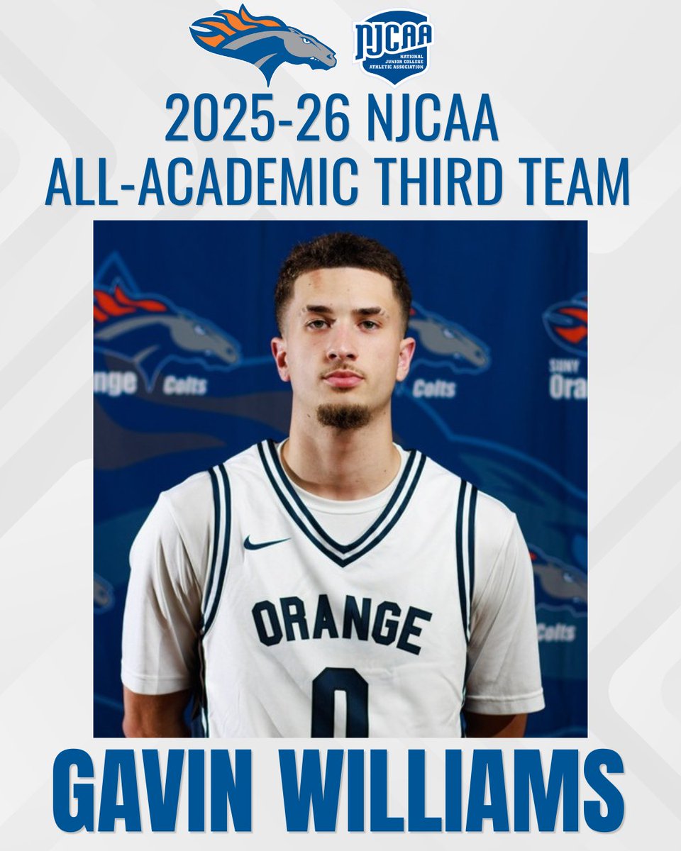 SUNYOrangeColts's tweet photo. Congratulations to all of our student-athletes who earned recognition on the 2025-26 NJCAA All-Academic Teams! https://t.co/pXM4q6bJJy