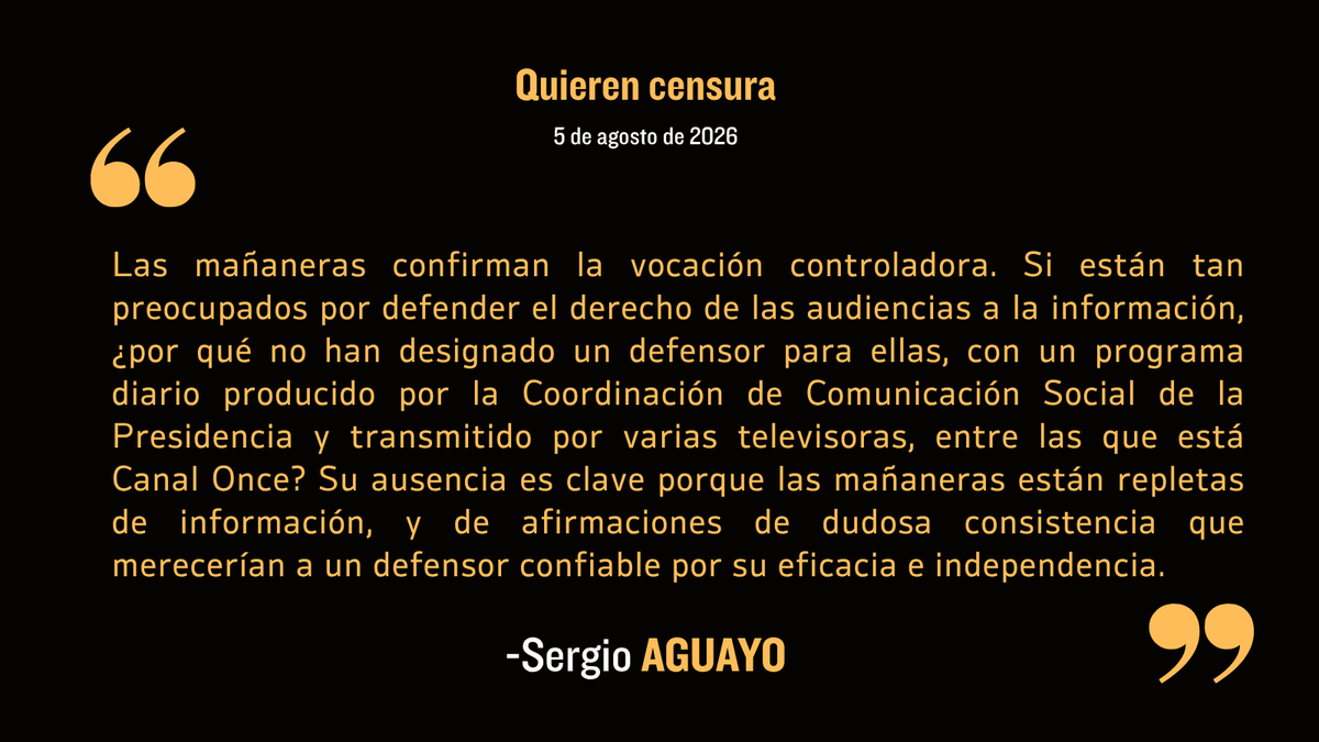 sergioaguayo's tweet photo. "Quieren censura", mi columna de esta semana en @Reforma https://t.co/DiHNESC2SQ https://t.co/x7vN2u4QDf