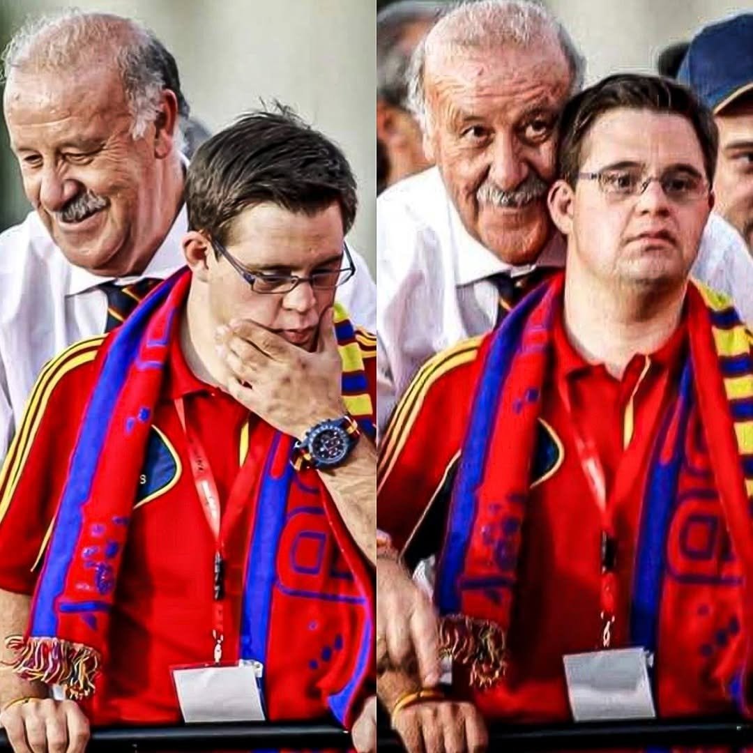 FTBLsection's tweet photo. Vicente del Bosque on his son Álvaro:

"My son Álvaro changed my life.

At first, it was very hard. We cried a lot. I kept asking myself, 'Why me? Why not someone else?'

But with time, life taught us to put things into perspective.

Today, I can say that Álvaro has been a blessing. We wouldn't know how to live without him.

Now, when I look back, I think, 'How foolish we were.'

He gives us peace. My son is happy, and he spreads happiness. He's mischievous, but he doesn't know what evil is."