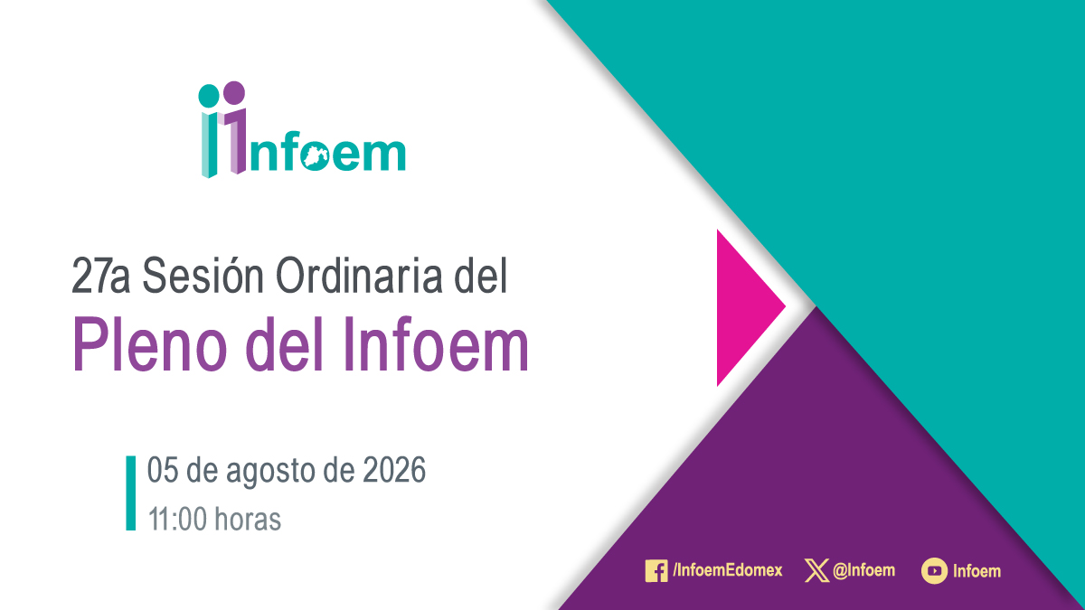 Infoem's tweet photo. Sigue la transmisión #EnVivo de la 27° Sesión Ordinaria del Pleno del #Infoem de 2026.
#EnVivo, hoy 11:00hrs, 5 de agosto.
A través de YouTube:https://t.co/NidxUrsaMA https://t.co/vxdCR1KOZW
