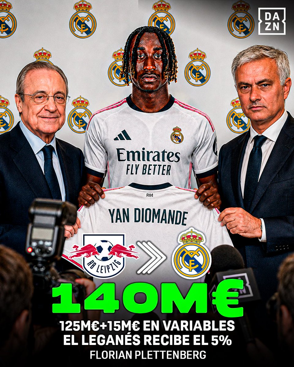 DAZNFutbol's tweet photo. Los números del fichaje de Yan Diomande 👀🌟🇨🇮

La operación podría llegar a los 140M€ y convertirse en el traspaso más caro de la historia del Real Madrid 💰

#LALIGAenDAZN ⚽️ https://t.co/gZEHhh2L4y