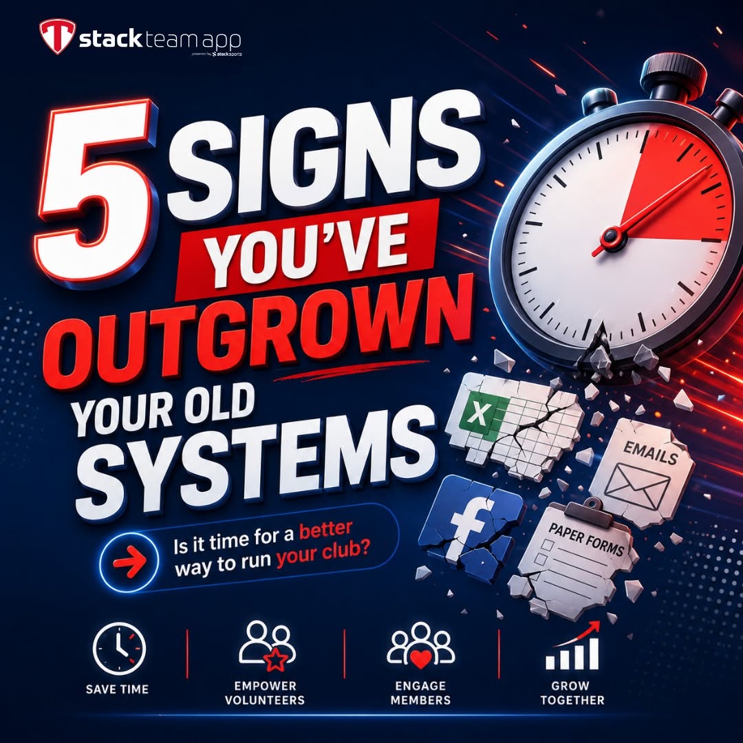 StackSports's tweet photo. Growth is exciting… until admin starts getting in the way ❌

By outgrowing old systems, you may be spending more time managing your club than growing it.

Instead, you could have:

⚙️ Powerful tools
🤩 Happy members
💪 Stronger clubs

Let Stack @TeamApp elevate your game ⬇️