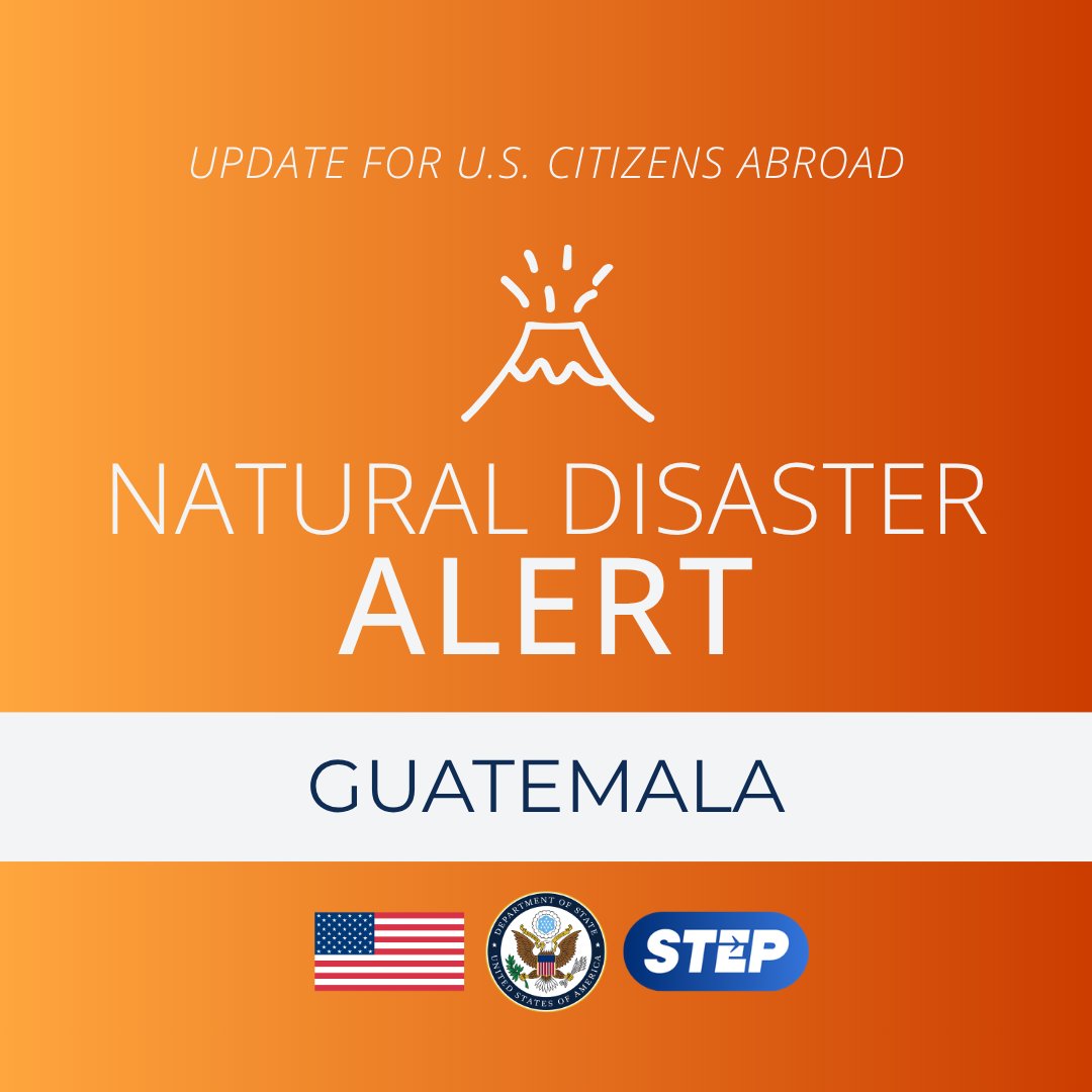 TravelGov's tweet photo. Guatemala: Guatemala’s National Institute of Seismology, Volcanology, Meteorology, and Hydrology (INSIVUMEH) volcanic surveillance network is reporting a significant increase in emissions of the Fuego volcano, which is spewing a mix of ash, rocks, and hot gases. The flows are moderate but are expected to increase. The following departments may be affected: Sacatepéquez, Escuintla, and Chimaltenango. Operations at Guatemala’s La Aurora International Airport are not affected, but the airport could close temporarily due to ash and wind conditions. RN-14 between km 83 and km 103 (Escuintla to Alotenango) is closed. American citizens are advised to stay alert, expect travel delays, and monitor local conditions. More at https://t.co/IDDrXKq6GC